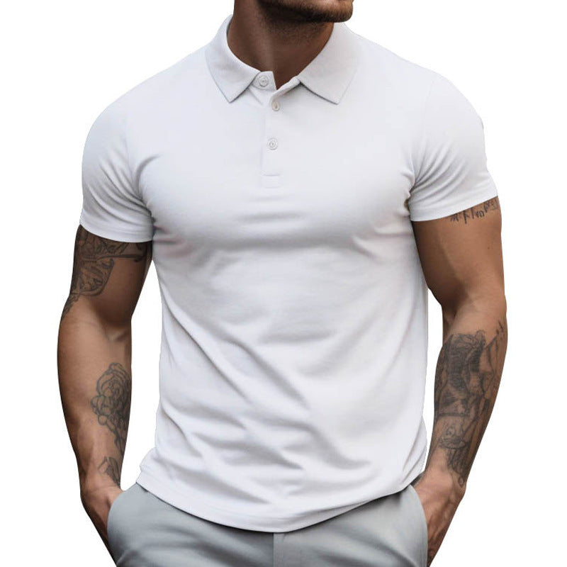 Men's tailored elastic piqué polo shirt with classic collar StylebySassy