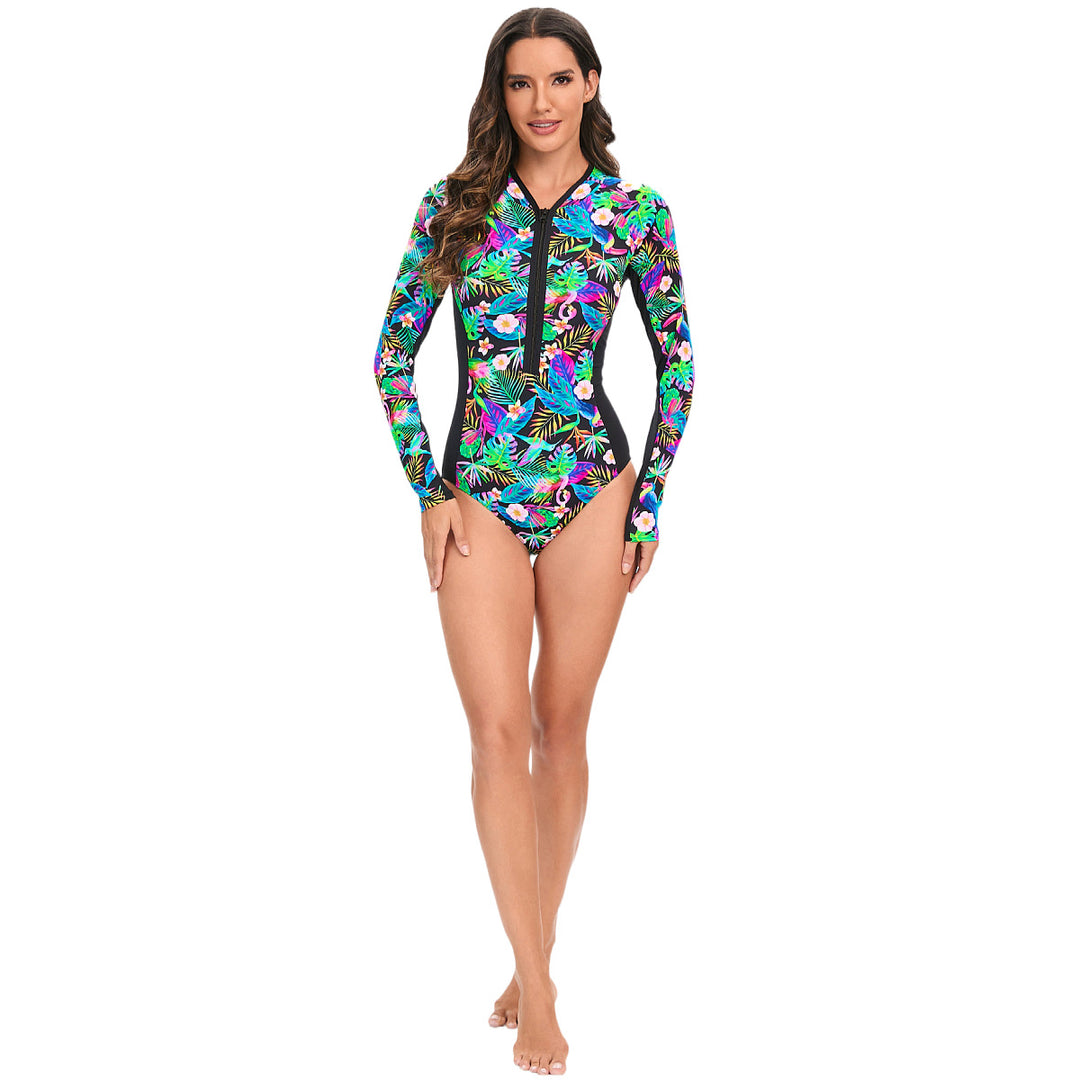 Women Long Sleeve Swimsuit with Floral Design StylebySassy