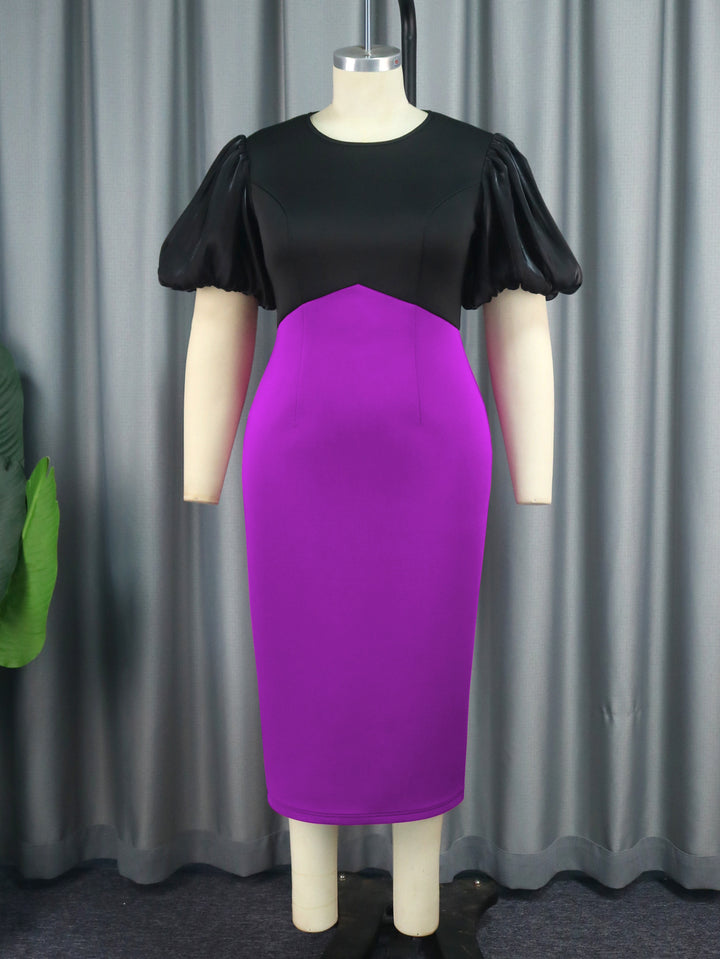 Women's Fitted Dress with Voluminous Puff Sleeves StylebySassy