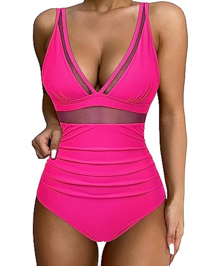 Women High-Cut Swimsuit with Transparent Inserts StylebySassy