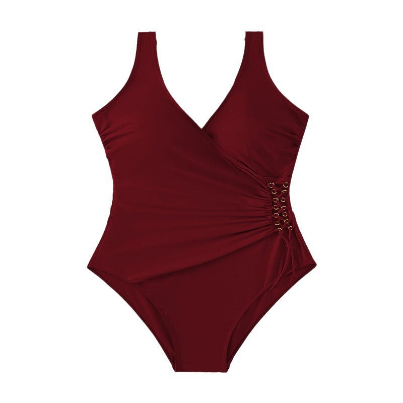 Ladies elegant one-piece swimsuit with wrap detail StylebySassy
