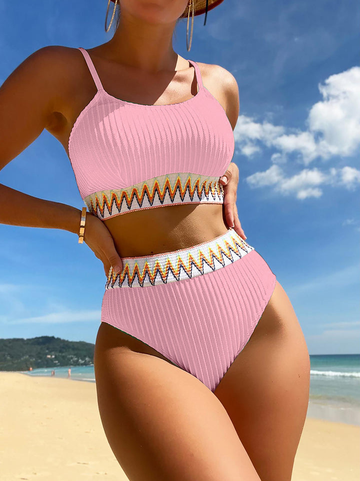 Women's High-Waisted Bikini Set with Refined Decorative Details StylebySassy
