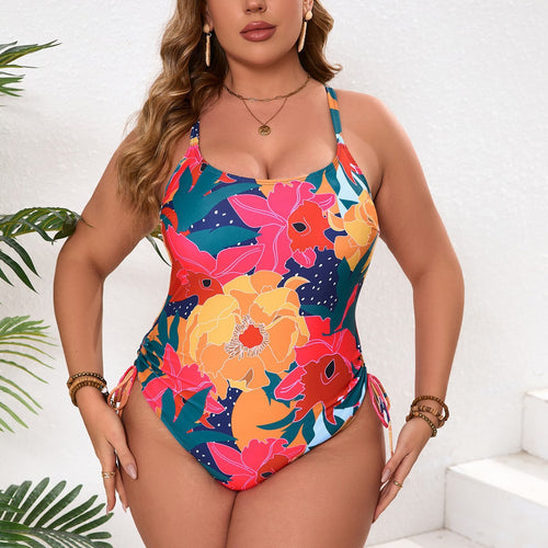 Women’s one-piece swimsuit with floral design and adjustable straps StylebySassy