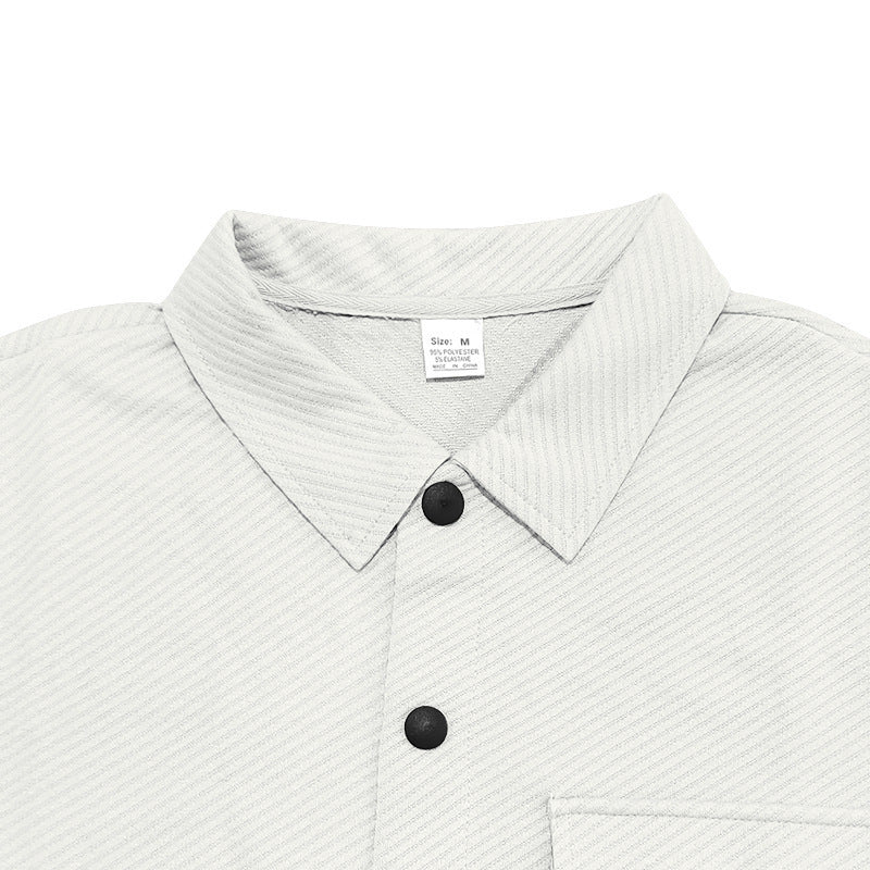 Men's nan urban shirt jacket set in textured cord look with chest flap and narrow fit StylebySassy