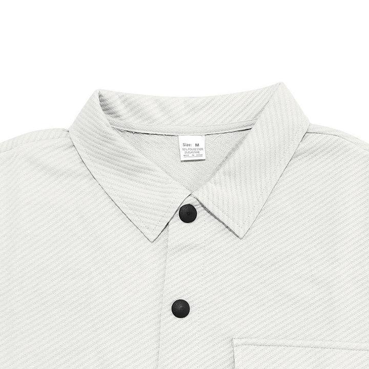 Men's nan urban shirt jacket set in textured cord look with chest flap and narrow fit StylebySassy