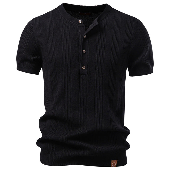 Men's short-sleeved fine knit henley with button placket StylebySassy