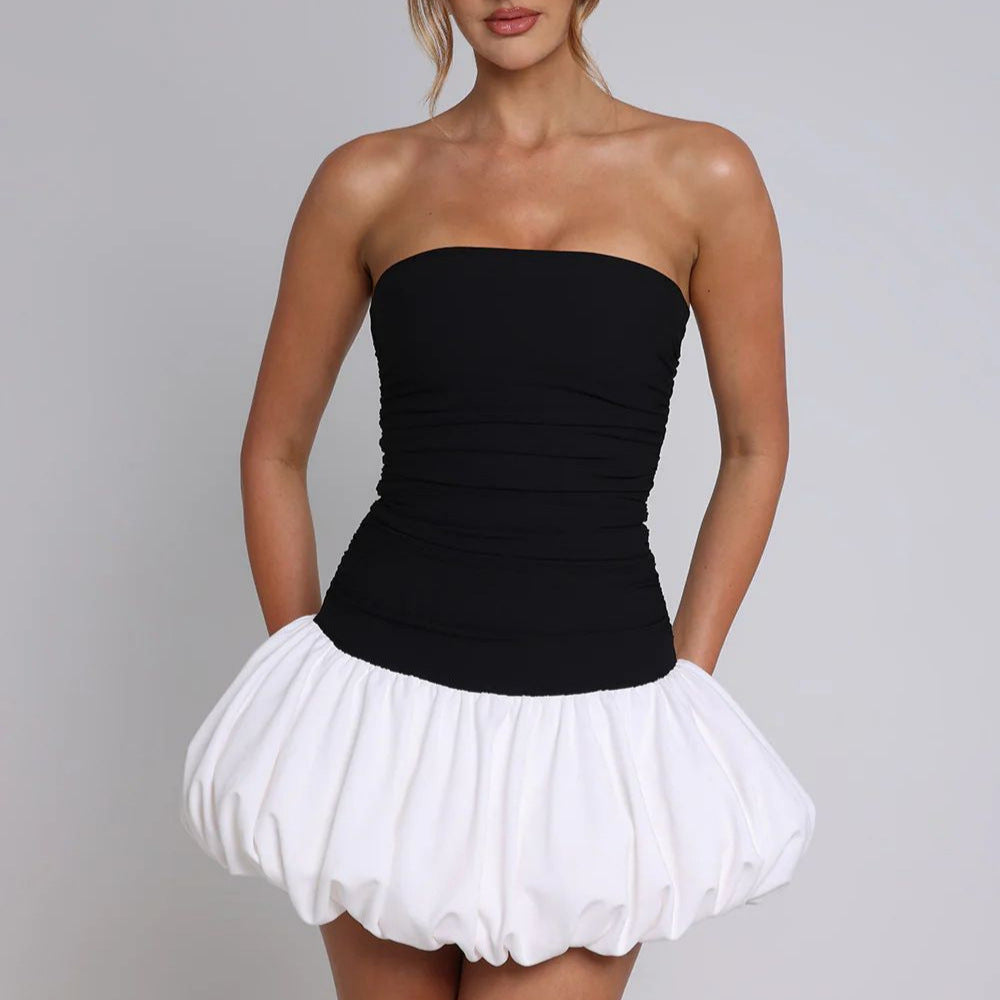 Women's mini dress with off-shoulder design and voluminous skirt StylebySassy