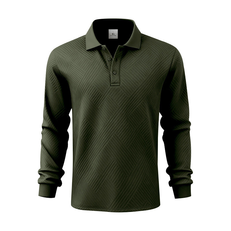 Men's long-sleeve polo shirt made of textured jacquard knit StylebySassy
