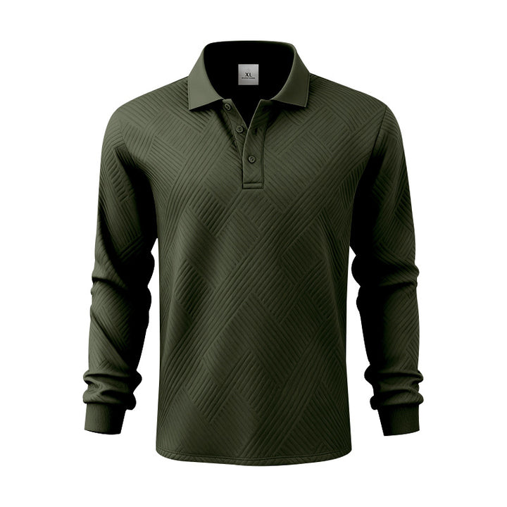 Men's long-sleeve polo shirt made of textured jacquard knit StylebySassy