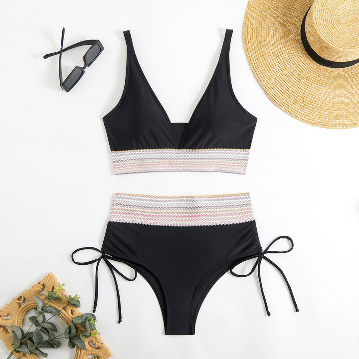 Women's High-Waisted Bikini Set with Trendy Lacing Details StylebySassy