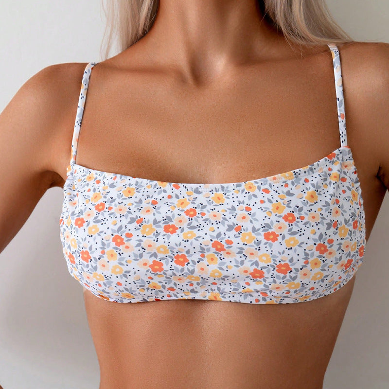 Women's bandeau bikini top with floral patterns StylebySassy