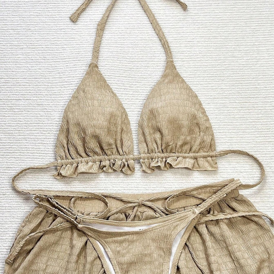 Women Triangle Bikini Set with Casual Shorts StylebySassy
