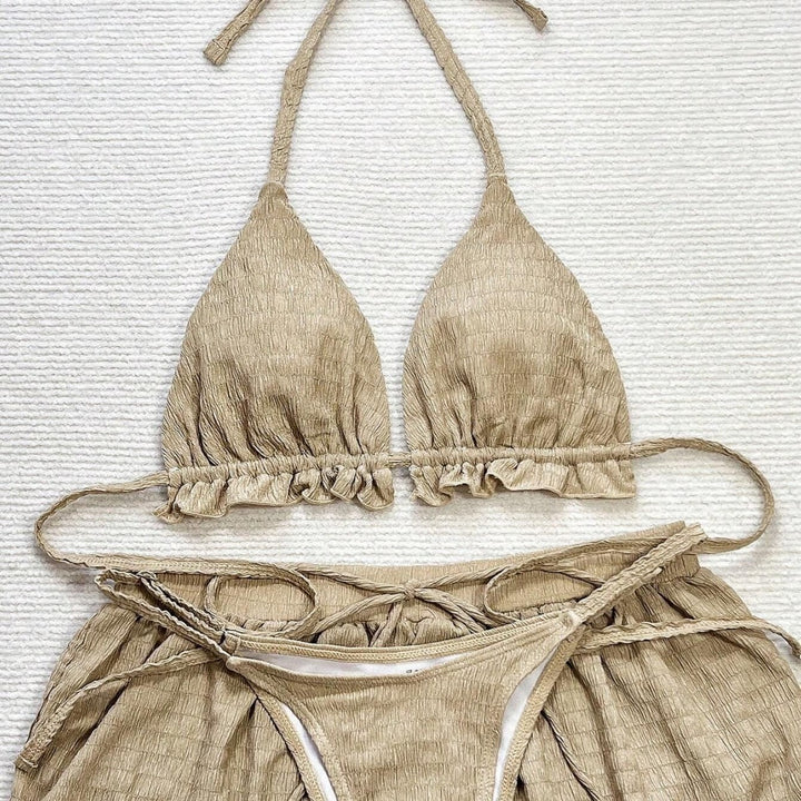 Women Triangle Bikini Set with Casual Shorts StylebySassy