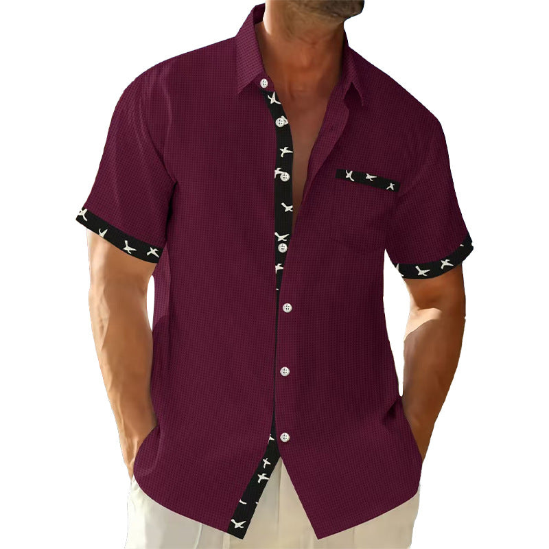 Men's structured short-sleeve shirt with chest pocket and contrast trim StylebySassy