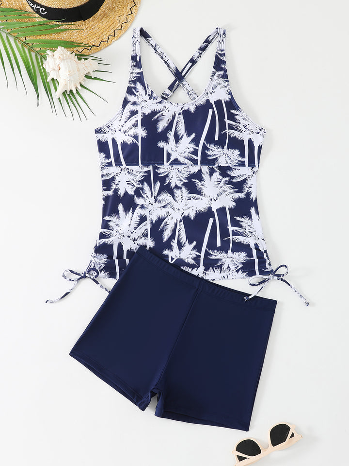 Women's Stylish Tankini with Crossed Straps and Short Bottom StylebySassy