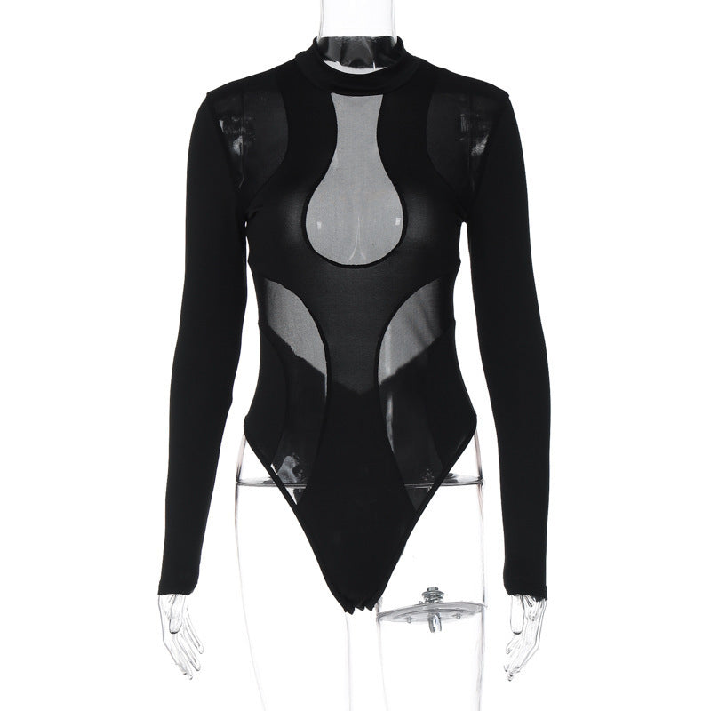 Women's long sleeve bodysuit with transparent inserts StylebySassy