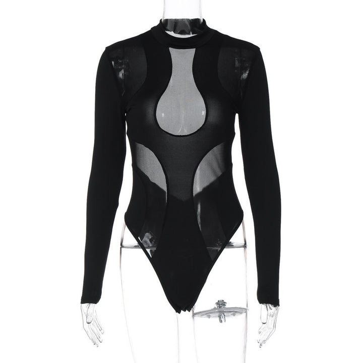 Women's long sleeve bodysuit with transparent inserts StylebySassy