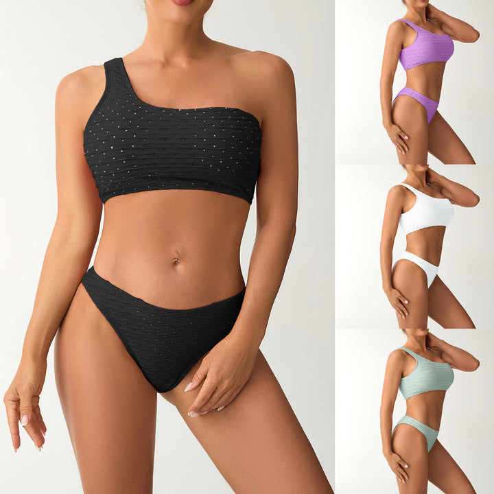 Women's One-Sided Bandeau Bikini with Textured Surface StylebySassy