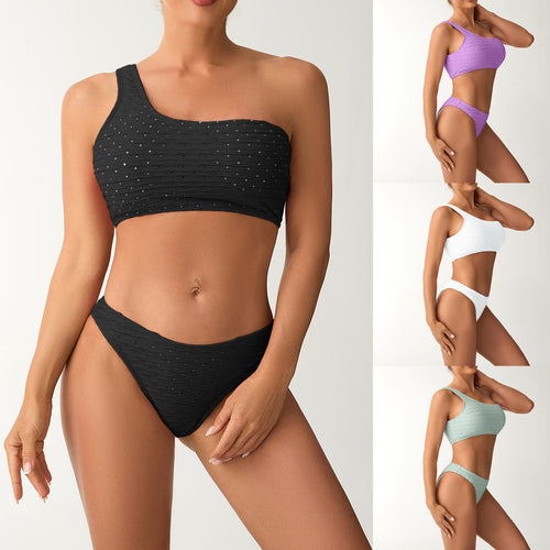 Women's One-Sided Bandeau Bikini with Textured Surface StylebySassy