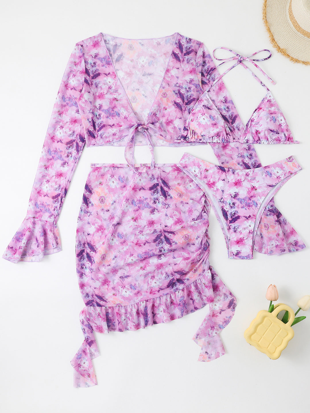 Women Blouse Swimsuit with Colorful Flower Pattern StylebySassy