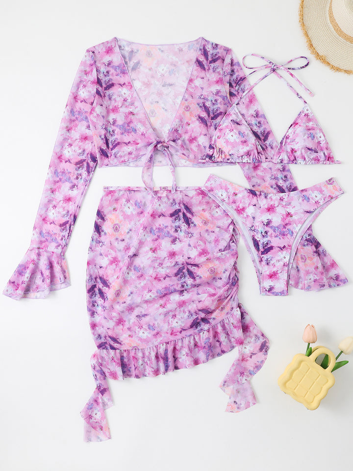 Women Blouse Swimsuit with Colorful Flower Pattern StylebySassy