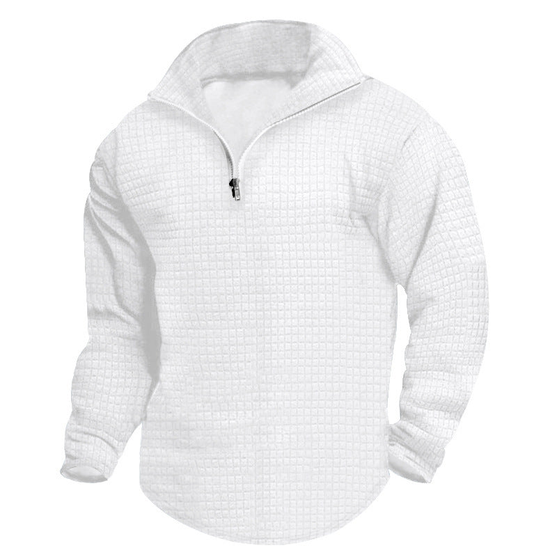Men's padded thermal half-zip with waffle texture, brushed lining, and rounded hem StylebySassy
