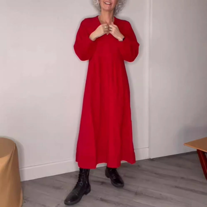 Women's ankle-length jersey dress with empire seam and balloon sleeves StylebySassy