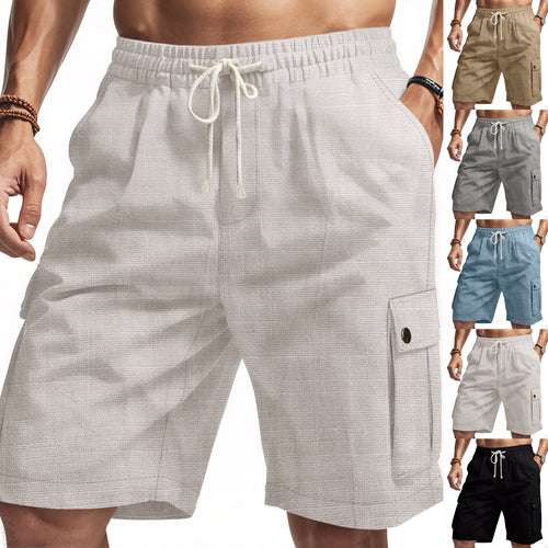 Men's casual cargo Bermuda shorts with elastic waistband and drawstring StylebySassy
