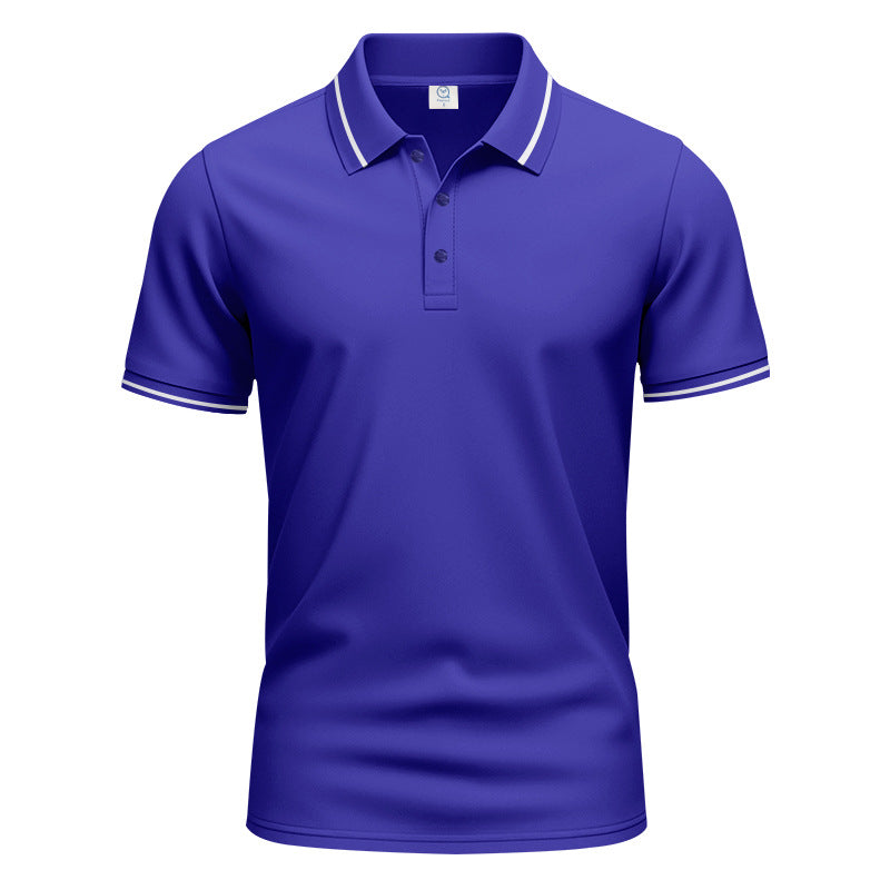 Men's breathable interlock polo shirt with contrast tipping, short button placket and slim silhouette StylebySassy