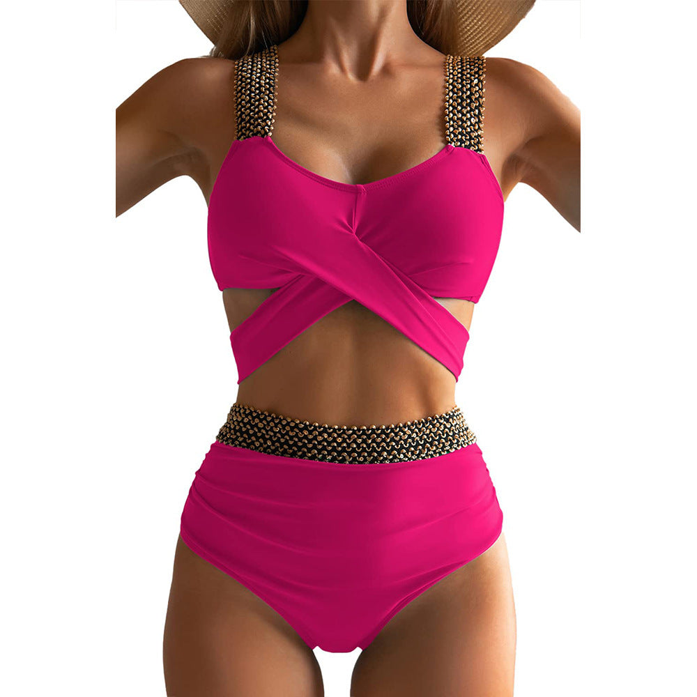 Women's High-Cut Bikini Suit with Glamorous Details StylebySassy