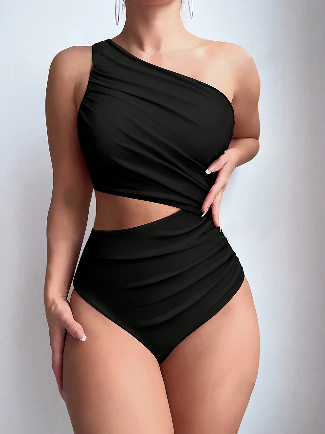 Women One-Sided Swimsuit with Elegant Draping StylebySassy