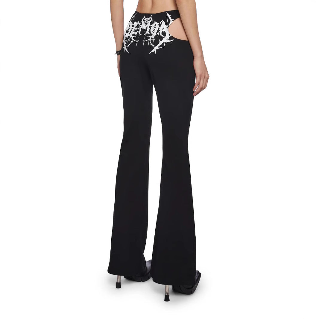 Women Figure-hugging Flared Pants with Side Cut-Outs StylebySassy