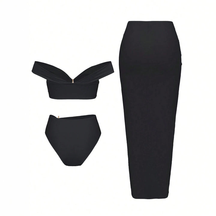Ladies bikini set with wrap skirt and elegant jewelry details StylebySassy