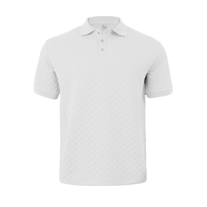 Men's finely woven polo shirt with chevron relief structure and short button placket StylebySassy