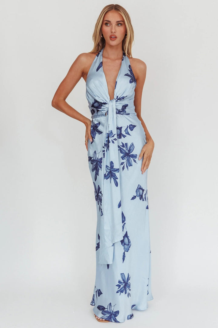 Women Long Wrap Dress with Floral Pattern StylebySassy