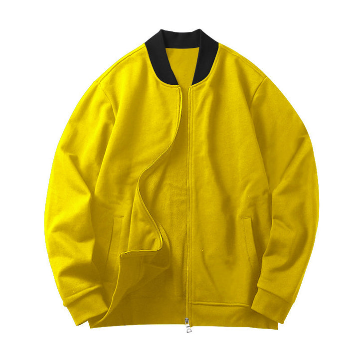 Men's lightweight cotton blouson with contrasting collar, visible metal zipper, and side pockets StylebySassy