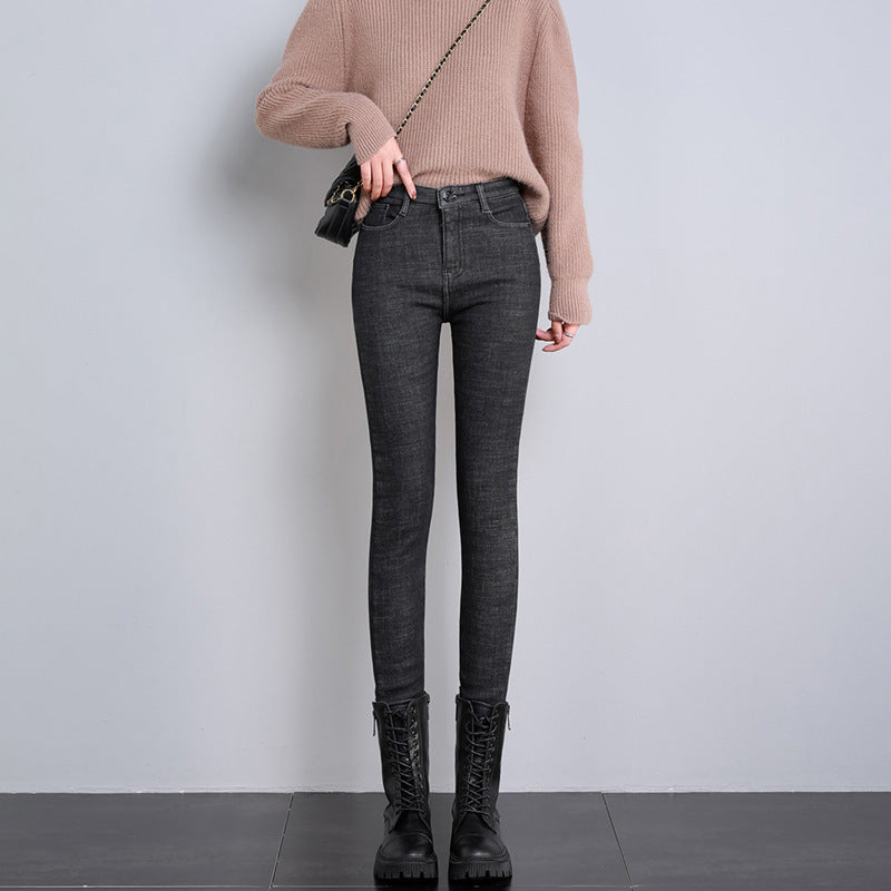 Women's high-rise skinny jeans with shaping stretch waistband and narrow ankle hem StylebySassy