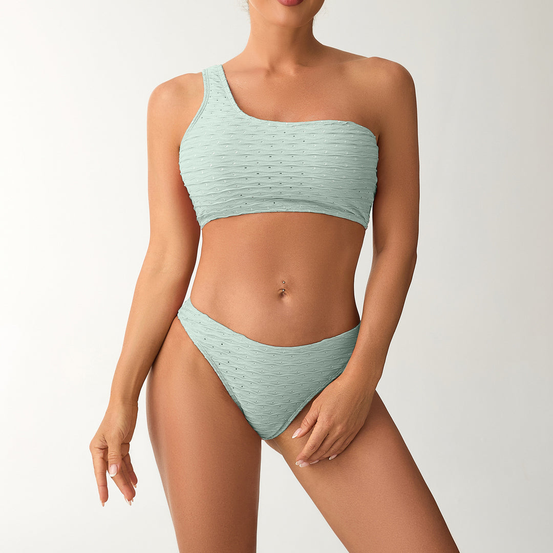 Women's One-Sided Bandeau Bikini with Textured Surface StylebySassy