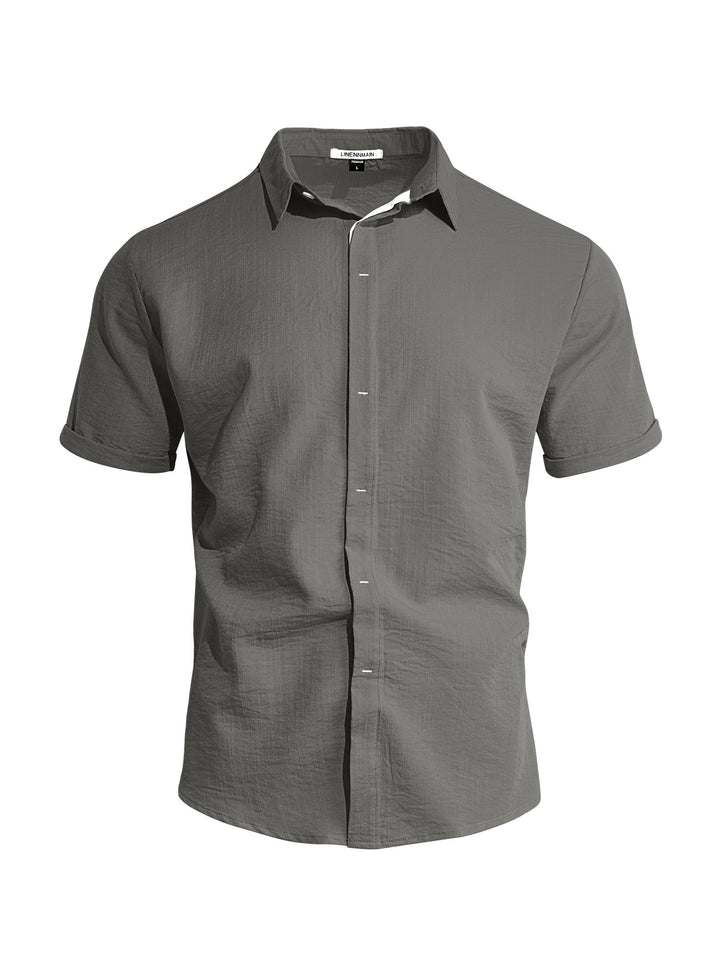 Men's breathable linen shirt with kent collar and rolled-up sleeves StylebySassy