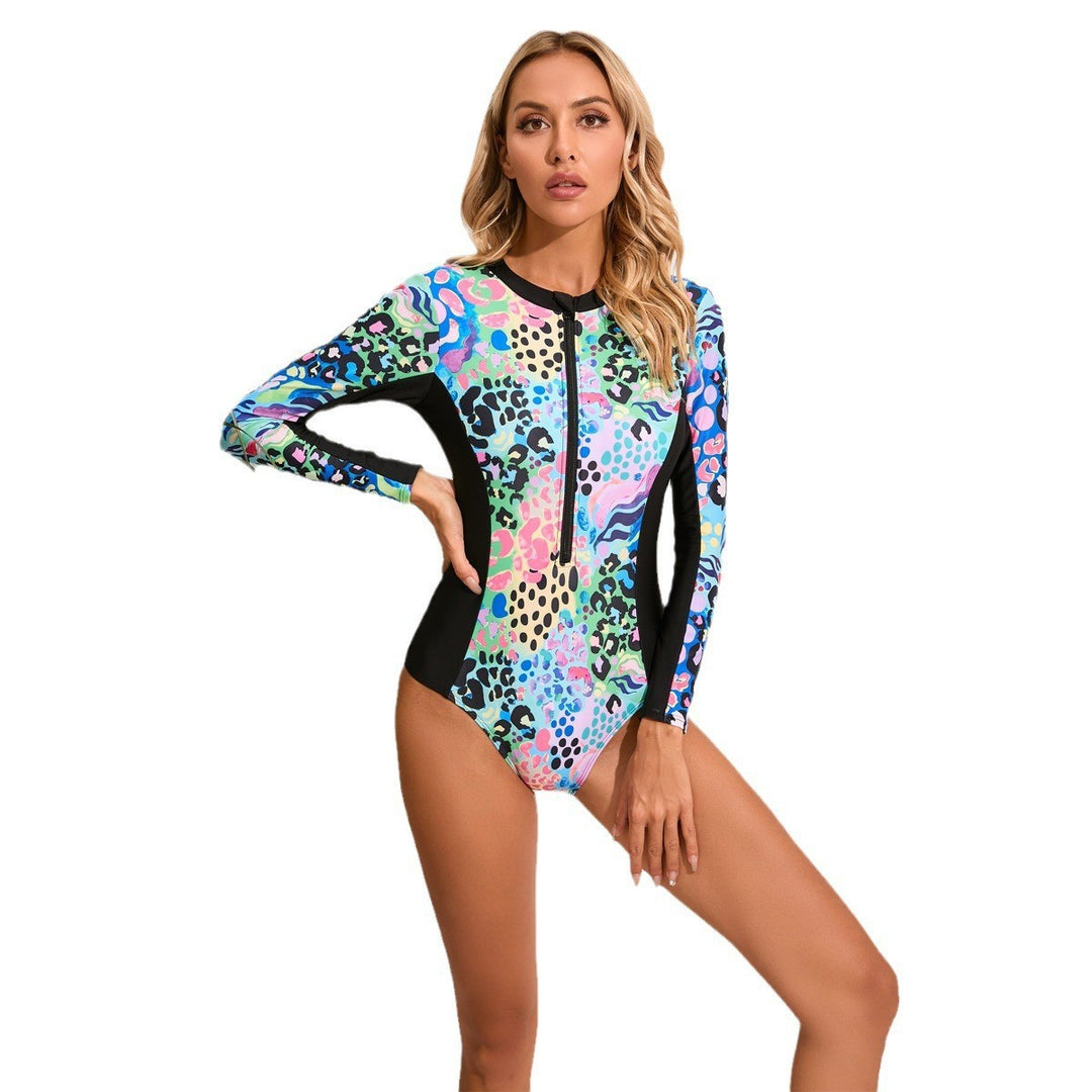 Women's Long Sleeve Swimsuit with Graphic Design StylebySassy