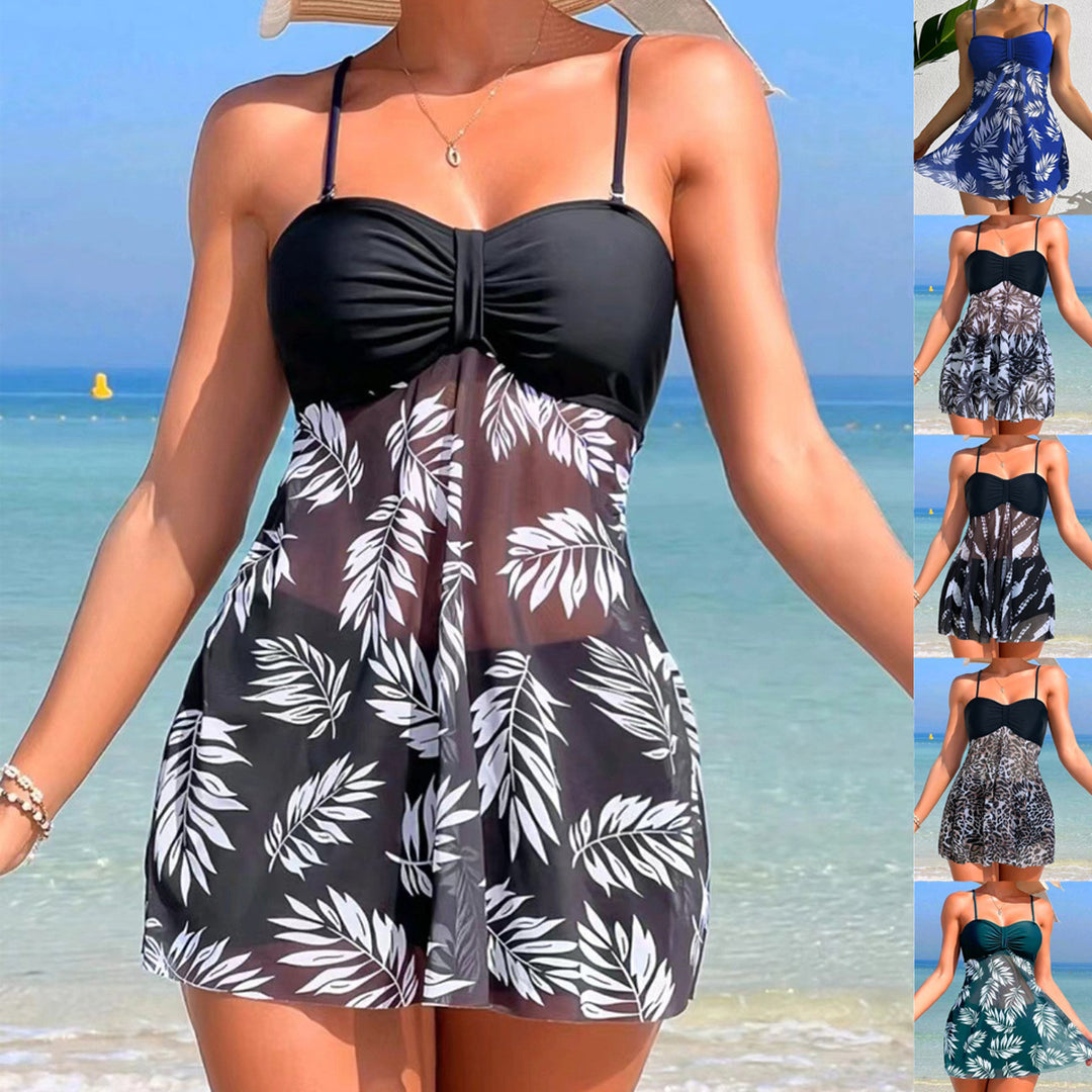 Women's Tankini Set with floral top and sporty shorts StylebySassy