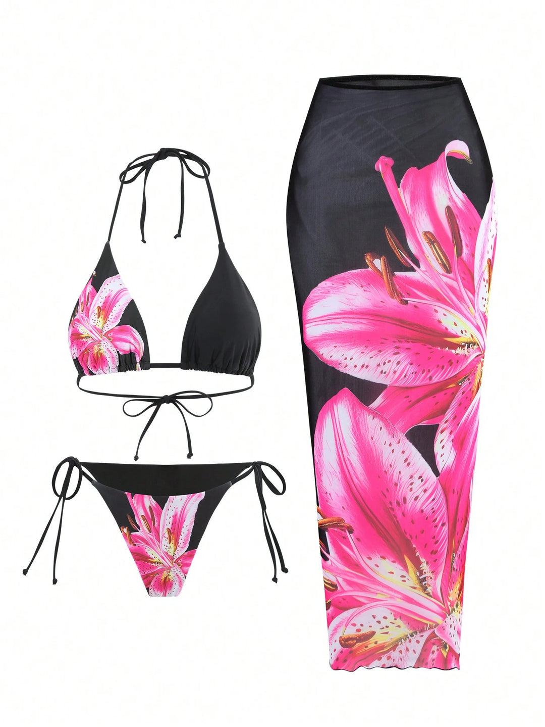 Women's bikini set with floral wrap skirt StylebySassy