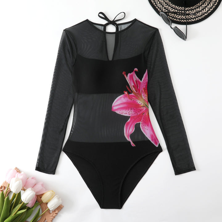 Women’s swimsuit with long sleeves and elegant floral design StylebySassy