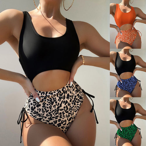 Women's One-Piece Swimsuit with Continuous and Color-Accentuated Design StylebySassy