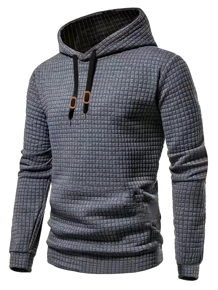 Men's quilted hoodie with rectangular quilting, drawstring and ribbed cuffs StylebySassy