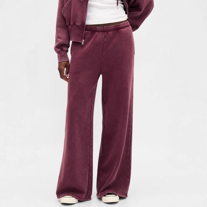 Women's two-piece terry loungewear set with zip hooded jacket and wide-cut jogging pants StylebySassy
