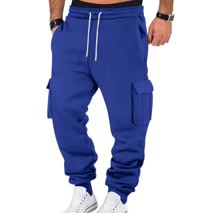Men's casual cargo sweatpants with drawstring waistband, flap pockets and slim ankle cuffs StylebySassy
