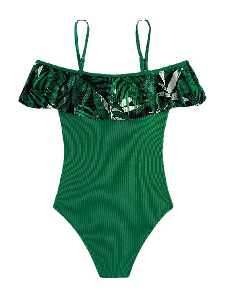 Women's One-Piece Swimsuit with Stylish Ruffles