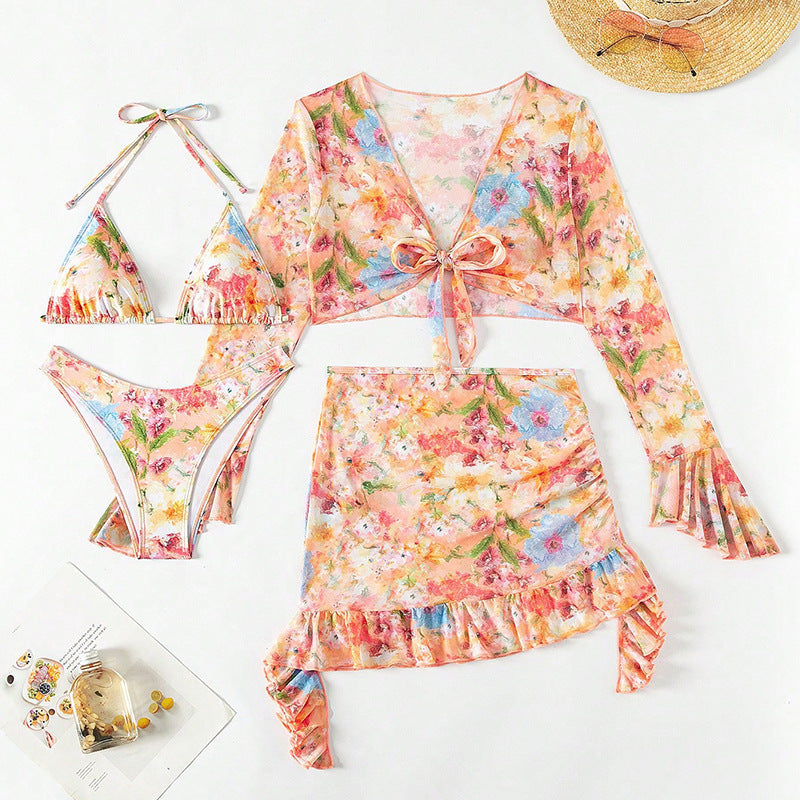 Women's Crop Top and Mini Skirt Set with Playful Ruffles