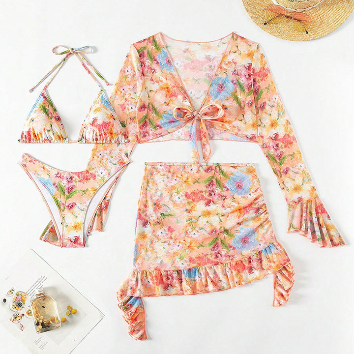 Women's Crop Top and Mini Skirt Set with Playful Ruffles